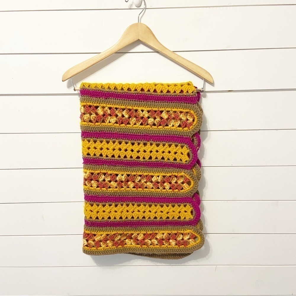 No Brand | Handmade Knit-Crochet Eyelet Cottage Core Grandma Blanket
